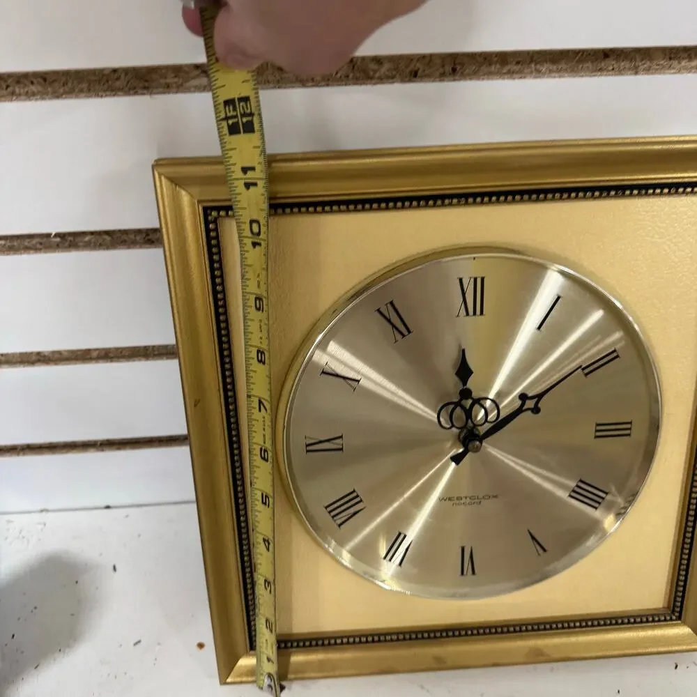 Vintage MCM Westclox Nocord Wall Clock Gold Framed - READ DESCRIPTION